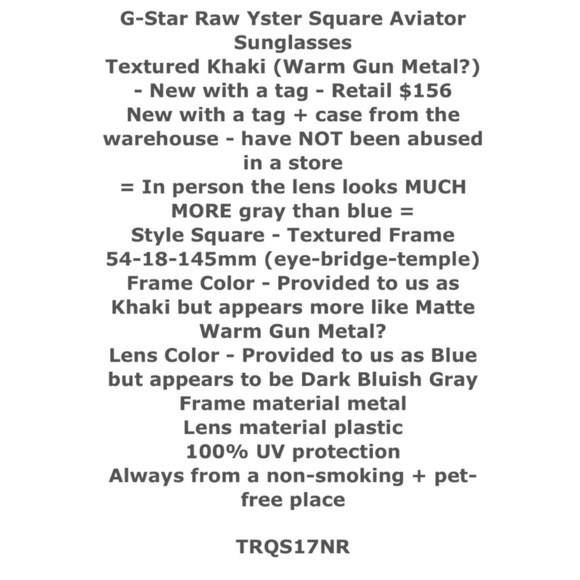 $156 G-Star Raw Square Aviator Sunglasses Textured Frame Gray w Blue Lens NWT main image 9
